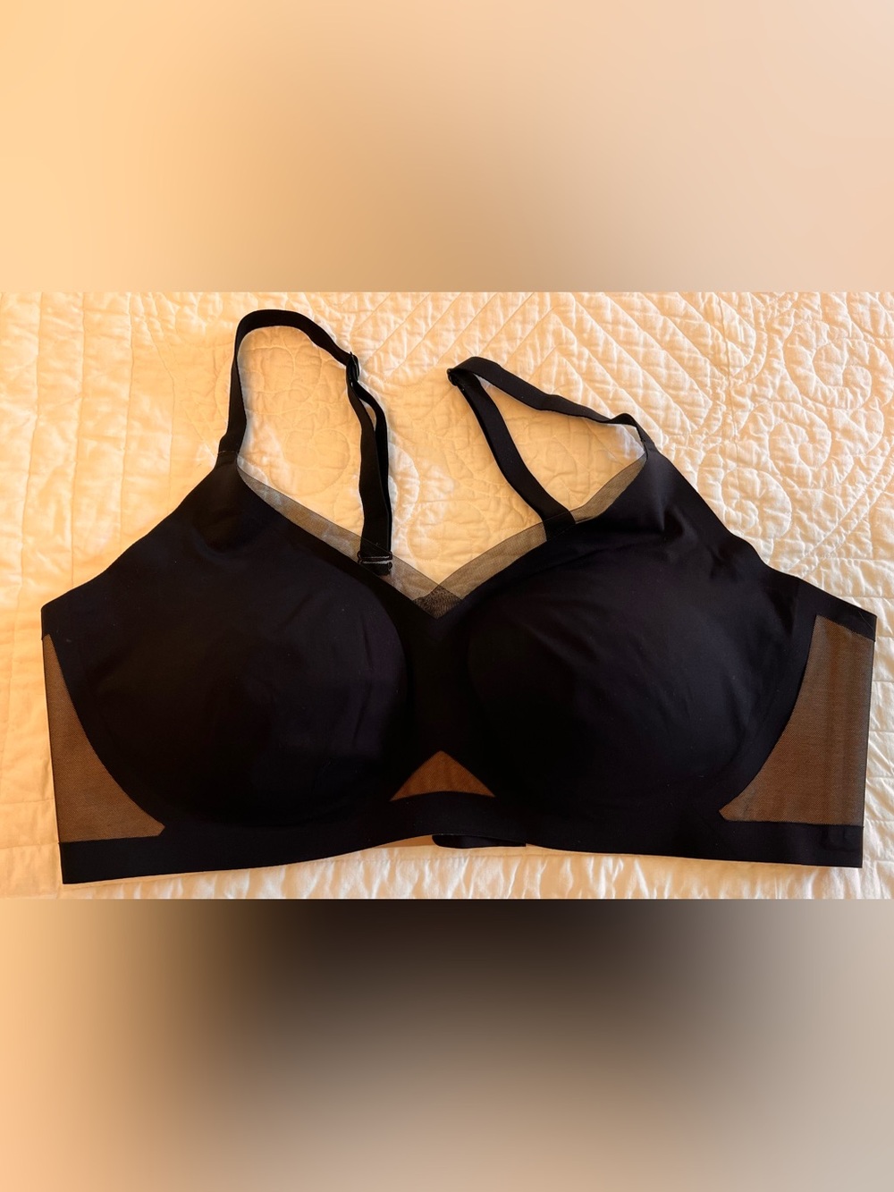 Honeylove Black Wireless Bralette with Sheer Panel Accents